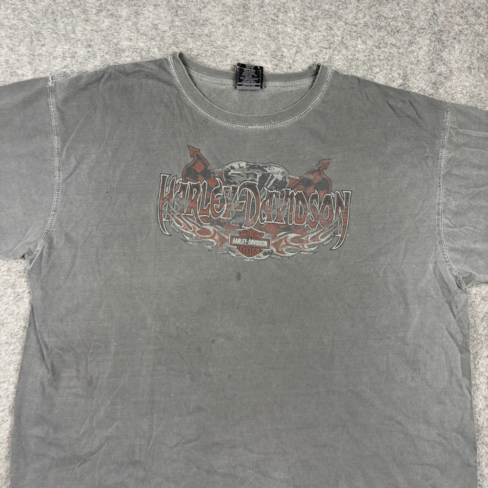 Vintage Y2K Harley Davidson Graphic T-Shirt Mens XL Gray Distressed Faded Biker - Picture 5 of 15